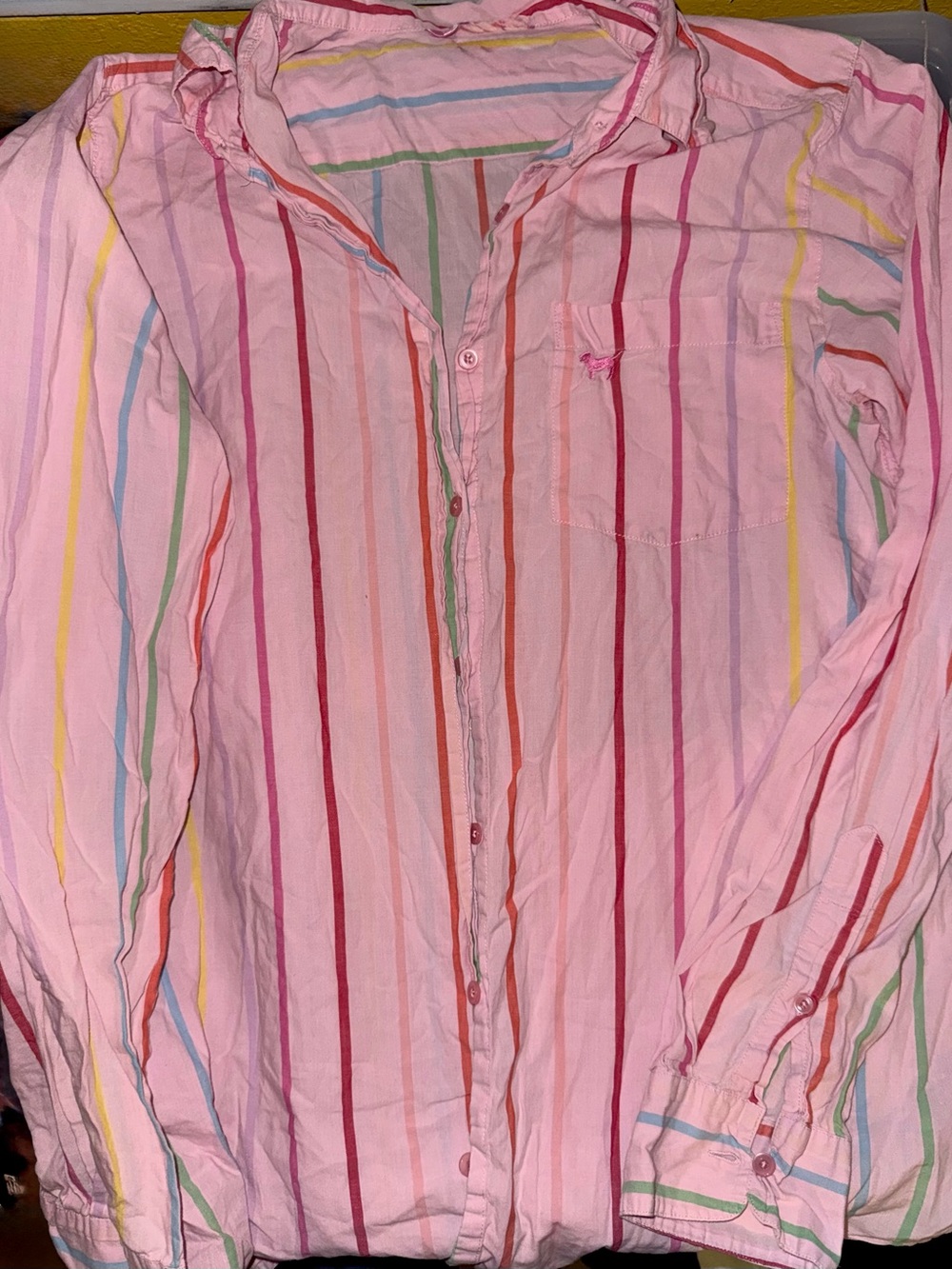 Pink vintage Multi-Stripe pajama top